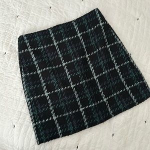 Loft outlet, teal and black plaid skirt